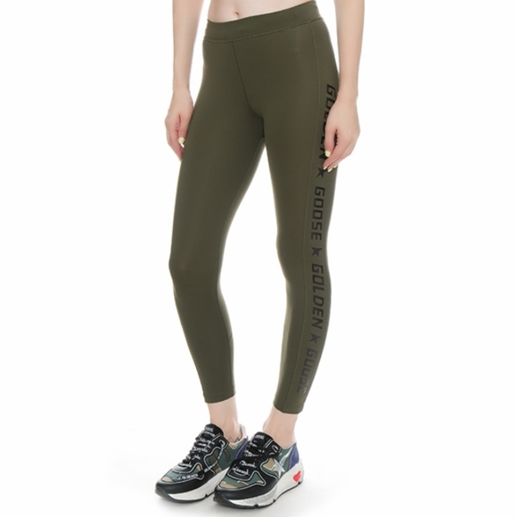 Golden Goose Pants - Golden Goose  Logo Leggings Size S Small Khaki Military Green